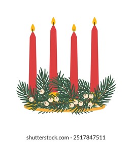 advent wreath candle holder; celebrating advent season - vector illustration