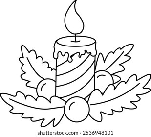 Advent Wreath Icon on Black Outline