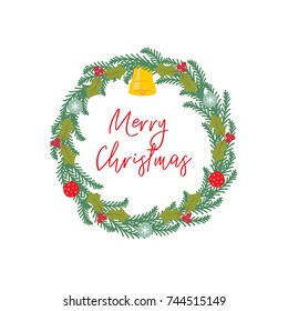 Advent wreath with the inscription inside. Vector illustration on white background.