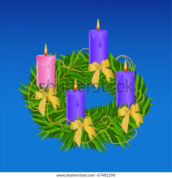 Advent Wreath Isolated On Blue Vector Stock Vector (Royalty Free) 67482298