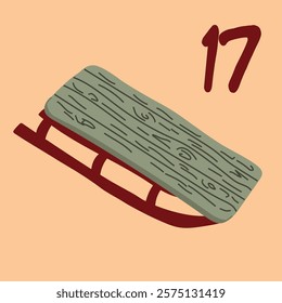 Advent-Christmas calendar, sledding, roller coaster rides. A greeting card for printing. Vector illustration.