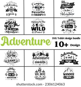 Adventur T shirt Design Bundle, Vector Adventur T shirt design, camping shirt, Adventur, camping, outdoor, typography SVG T shirt design Collection