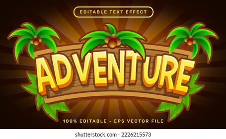 adventure 3d text effect and editable text effect with coconut tree