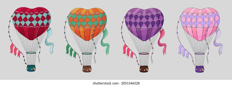 adventure, aerostat, air, airship, antique, art, background, bag, balloon, ballooning, balloons, balon, basket, blue, cartoon, circus, collection, color, decorative, design, different, drawing, elemen