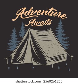 Adventure awaits. Camping typography design