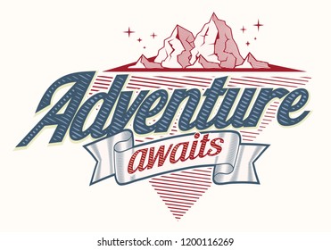 Adventure awaits - decorative emblem