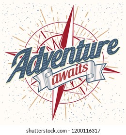 Adventure awaits - decorative emblem