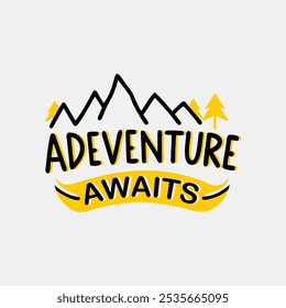 Adventure awaits doodle vector Illustration