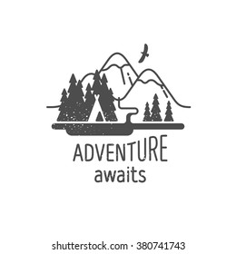 Adventure awaits. Element for greeting cards, posters and t-shirts printing. Vector illustration.