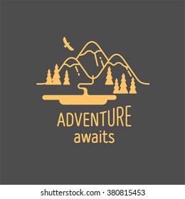 Adventure awaits. Element for greeting cards, posters and t-shirts printing. Vector illustration.