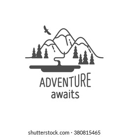 Adventure awaits. Element for greeting cards, posters and t-shirts printing. Vector illustration.