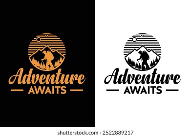 Adventure Awaits hiking t shirt design