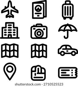 Adventure awaits, in icon form! Vector travel icons for websites and apps.