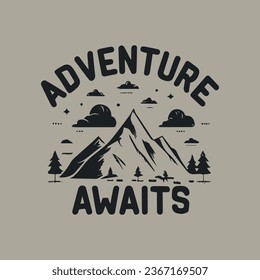 Adventure awaits. Lettering inspiring typography poster. vintage typography, Travel design. Motivational inspirational typography. Handwritten Lettering of Adventure Awaits.