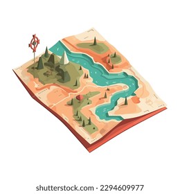 Adventure awaits with map and compass guide icon isolated