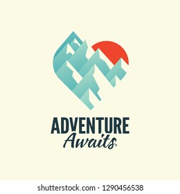 Adventure awaits. Motivational and inspirational vector illustration.