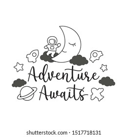 Adventure Awaits | Outer Space Illustration