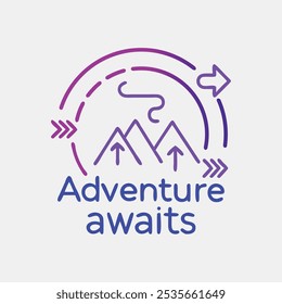 Adventure Awaits  Outline vector Illustration