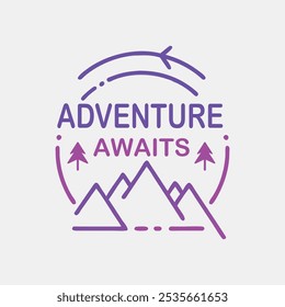 Adventure Awaits  Outline vector Illustration