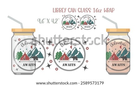 Adventure awaits. Printable Full wrap for libby class can with mock up