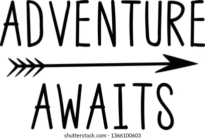 Adventure awaits quote, Arrow vector