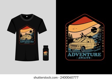 Adventure Awaits Retro Vintage T Shirt Design