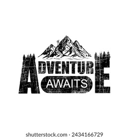 ADVENTURE AWAITS t-shirt design black
