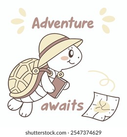 Adventure Awaits: Turtle Explorer's Journey Vector Design