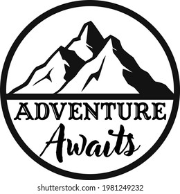 adventure awaits typography custom t-shirt design eps