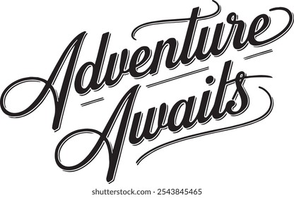 O design tipográfico "Adventure Awaits" é uma escolha popular para camisetas, especialmente para aqueles que adoram viagens e atividades ao ar livre. Ele normalmente apresenta fontes bold, script ou desenhadas à mão, combinadas