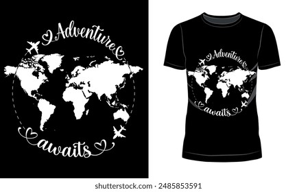 Adventure Awaits, vector and typography t shirt design