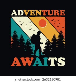 Adventure Awaits Vintage Hiking Poster