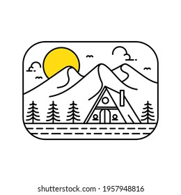 
adventure back to nature monoline illustration