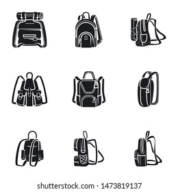Adventure backpack icon set. Simple set of 9 adventure backpack vector icons for web design isolated on white background