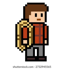 Aventura Backpacker Andando Viagem Pixel