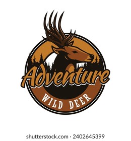 adventure badge with deer head drawing