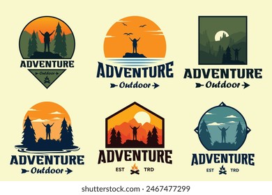 Adventure badge logo design collection for clothing apparel