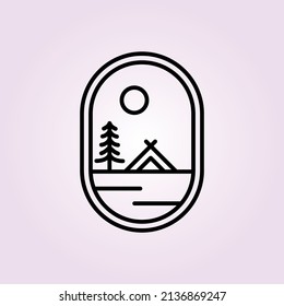 adventure badge logo line art camp vector illustration simple design