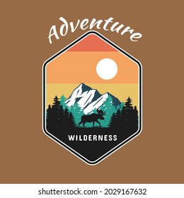 Adventure badge, mountain ilustration, vintage style .Vector graphic for your logo and other uses