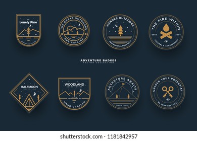 Adventure Badges. Vector Exploration Logo Collection. Outdoors Emblem Collection.