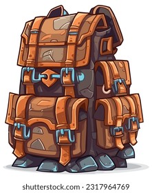Adventure bag, Camping backpack illustration on white background 