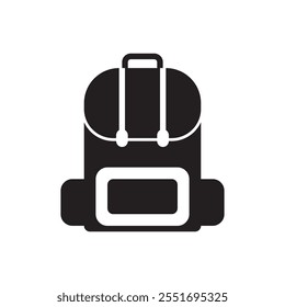 Adventure bag silhouette flat icon, vacation, holiday item icon vector, traveling bag vector design illustration. 