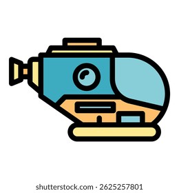 Adventure bathyscaphe icon. Outline adventure bathyscaphe vector icon color flat isolated