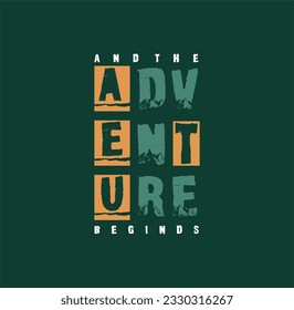 En The Adventure Beginds Diseño de camisetas de época tipografía planilla listo para imprimir arte vectorial 