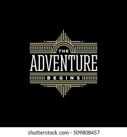 The Adventure begins sign in trendy linear style. Vector illustration.