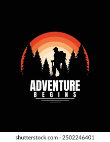 adventure begins t shirt design.this vector for t shirt and other uses.