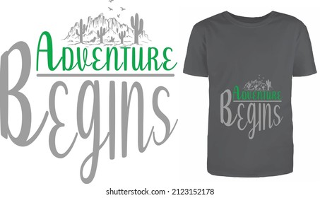 Adventure Begins T-Shirt Design - Vektorgrafik