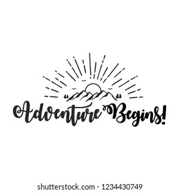 Adventure begins typography design