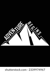 Adventure begins vector art design, eps file. design file for t-shirt. SVG, EPS cuttable design file