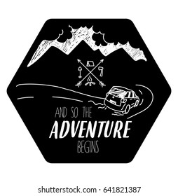 Adventure begins. Vector illustration for printing and web using, fully editable.